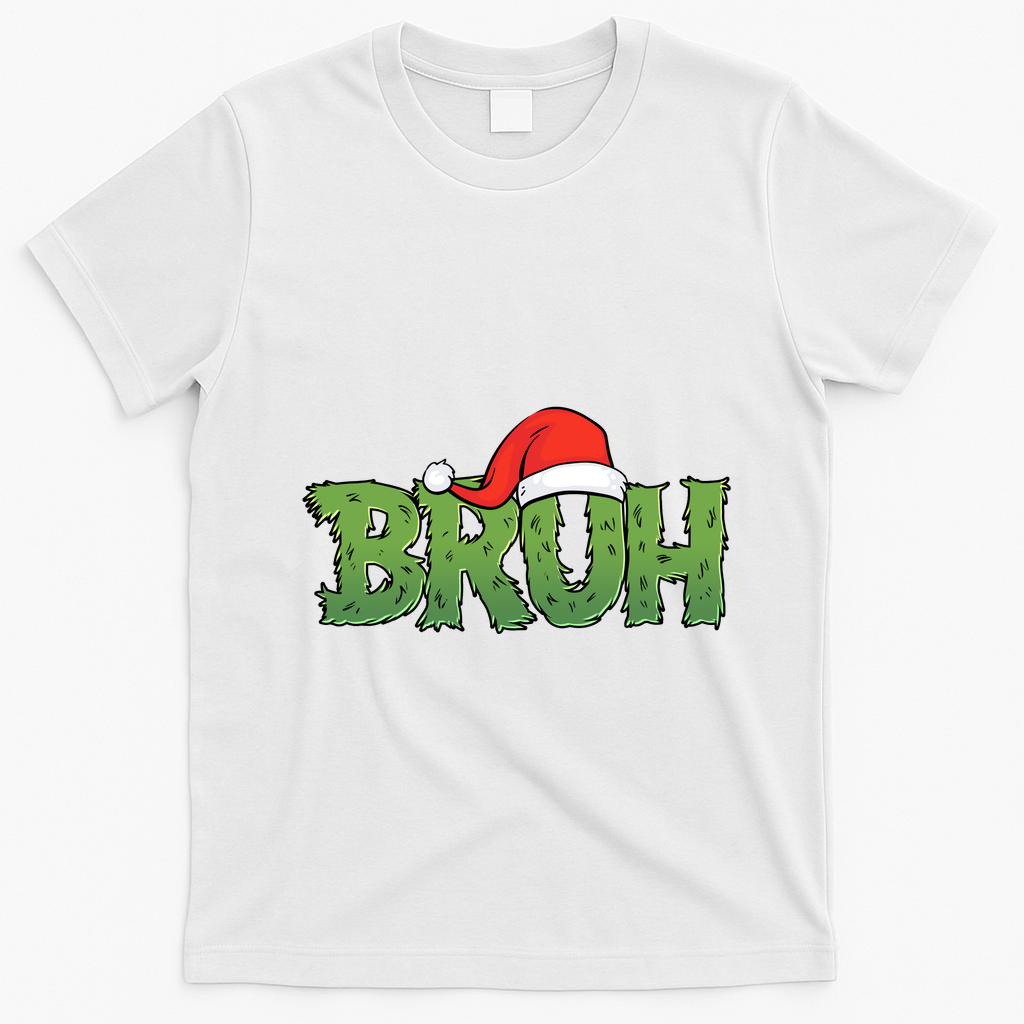 Funny Christmas Grinch Bruh T-Shirt - White