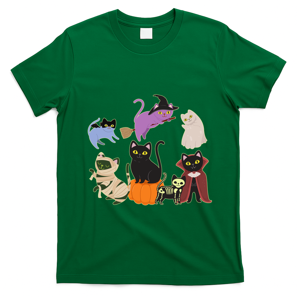 Funny Cute Halloween Costume Cats Kitties T-Shirt - Irish Green