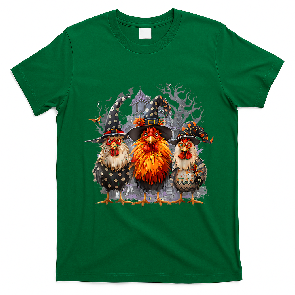 Funny Chicken Halloween Costume Spooky Season Chickens Witch T-Shirt - Irish Green
