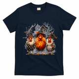Funny Chicken Halloween Costume Spooky Season Chickens Witch T-Shirt - Navy Blue