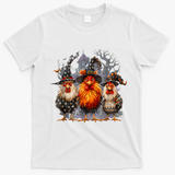Funny Chicken Halloween Costume Spooky Season Chickens Witch T-Shirt - White
