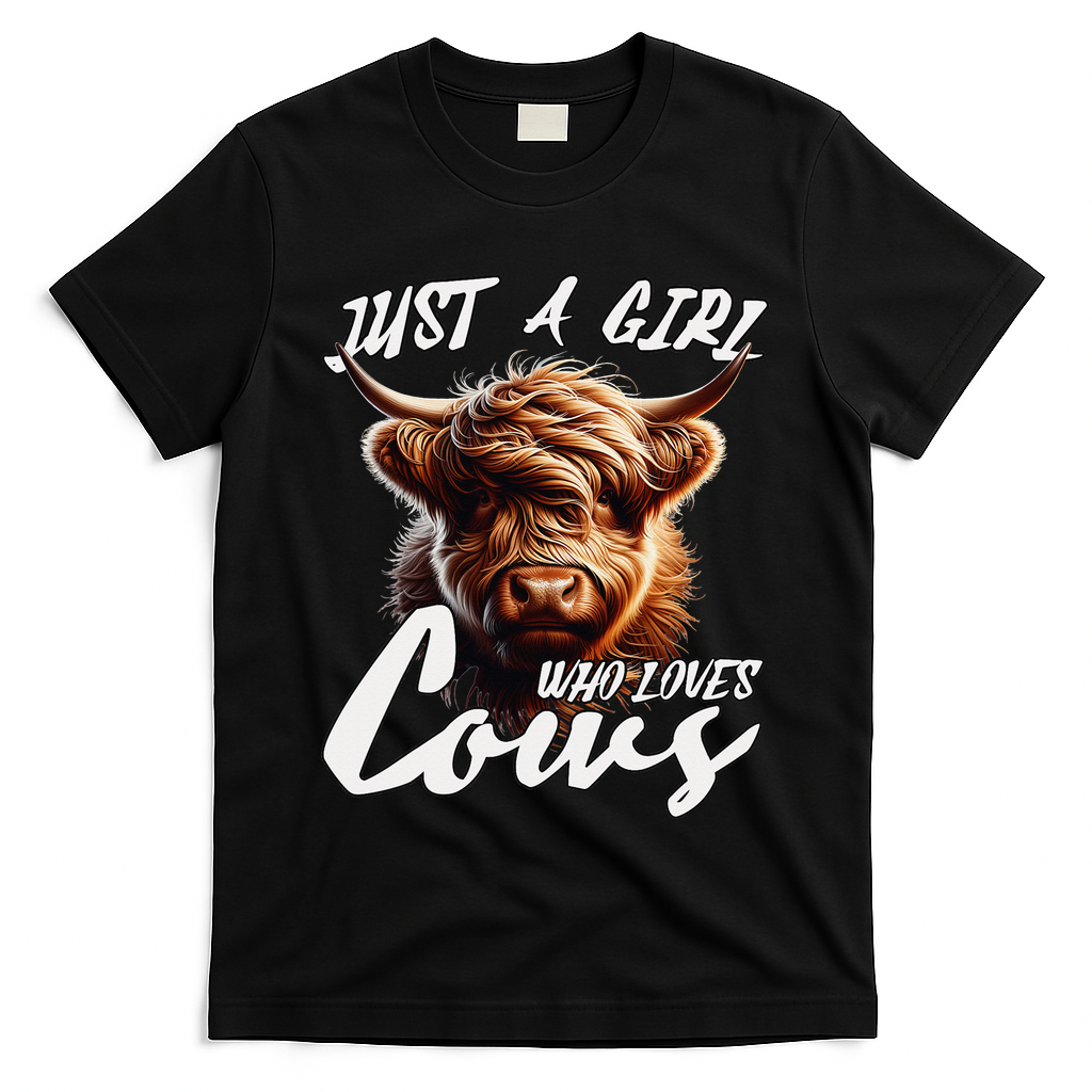 Funny Cute Highland Cow Just A Girl Who Loves Cows T-Shirt