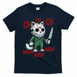 Funny Cat Horror Movies Cute Halloween For Cat Kitty Lovers T-Shirt - Navy Blue