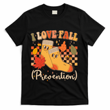 Funny Cute I Love Fall Prevention Retro Cartoon Socks Autumn Lover T-Shirt - Black