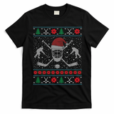 Funny Christmas Ice Hockey Ugly Christmas Cool Gift T-Shirt - Black