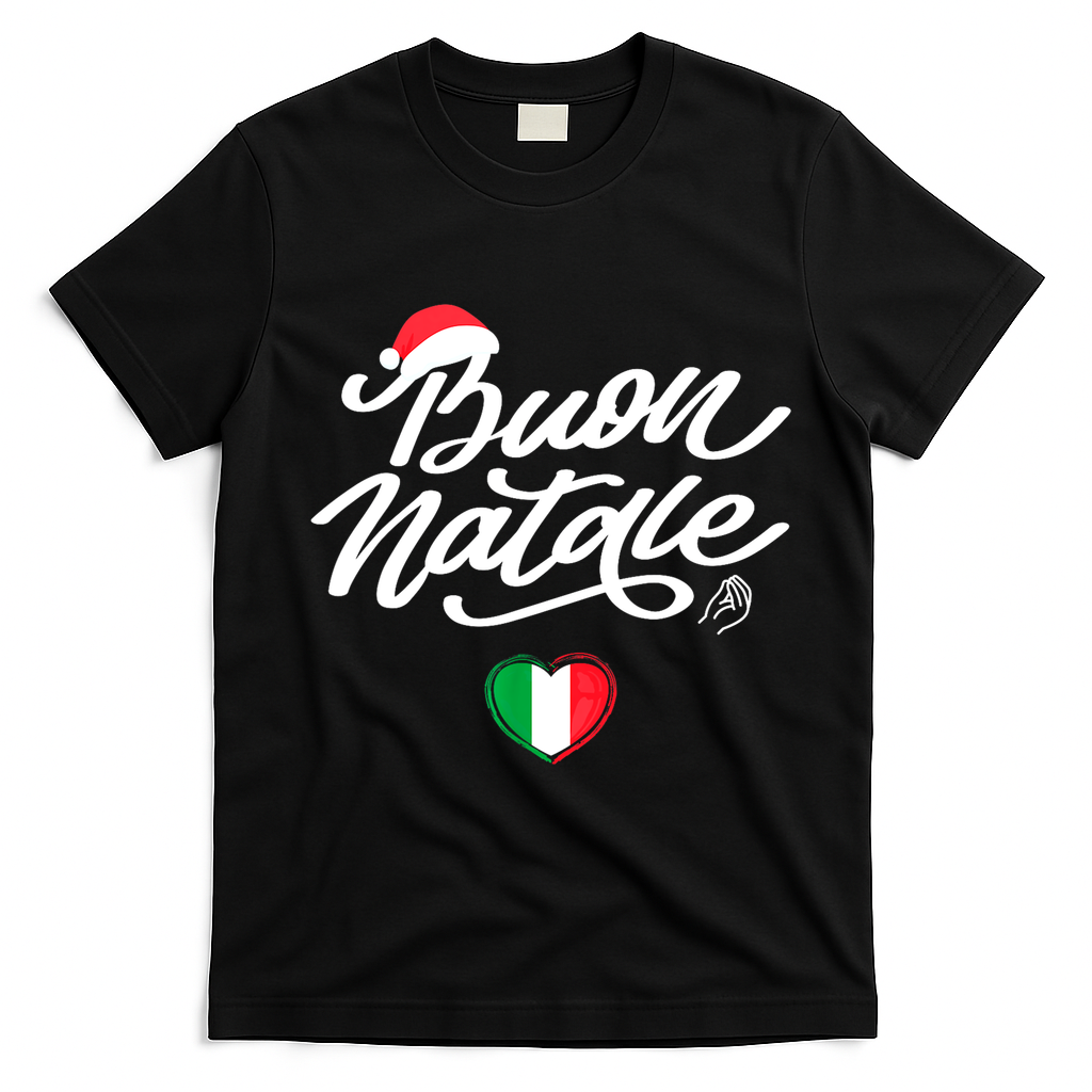 Family Christmas Italy Pride Holiday Buon Natale Italian Xmas Gift T-Shirt - Black