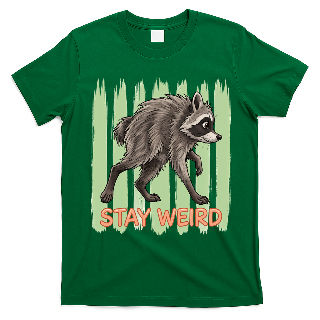Funny Cute Jimothy The Raccoon Stay Weird T-Shirt - Irish Green