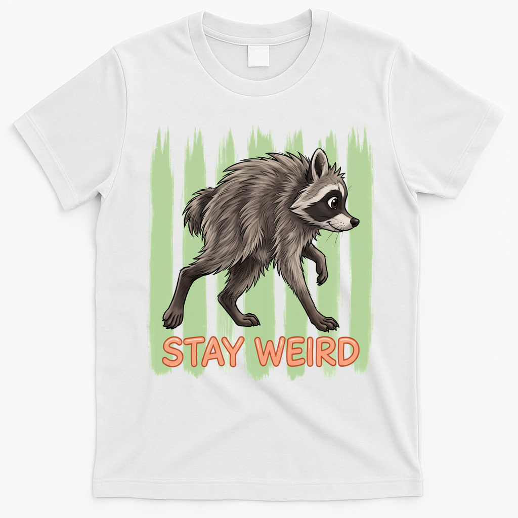 Funny Cute Jimothy The Raccoon Stay Weird T-Shirt - White