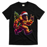 Funny Christmas Lights Sasquatch Big Foot T-Shirt - Black