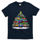 Funny Christmas Muscle Car Christmas Tree T-Shirt - Navy Blue