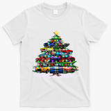 Funny Christmas Muscle Car Christmas Tree T-Shirt - White