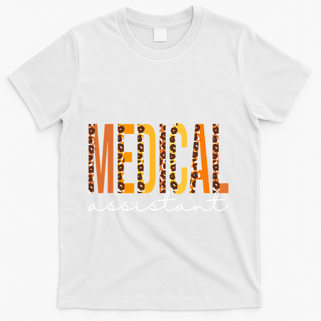 Funny Cute Medical Assistant Leopard Fall Autumn Lovers Thanksgiving T-Shirt - White