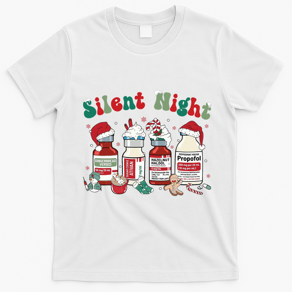 Funny Christmas Nurse Medical Christmas Icu Nicu Rn Er Nurse T-Shirt - White