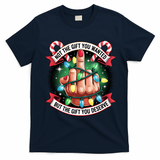 Funny Christmas Not The Gift You Wanted Middle Finger T-Shirt - Navy Blue
