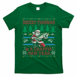 Funny Crappie New Year Fishing Ugly Christmas Sweater Party T-Shirt - Irish Green