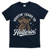 Funny Cowboy Owl Hootin Leads To Hollerin T-Shirt - Navy