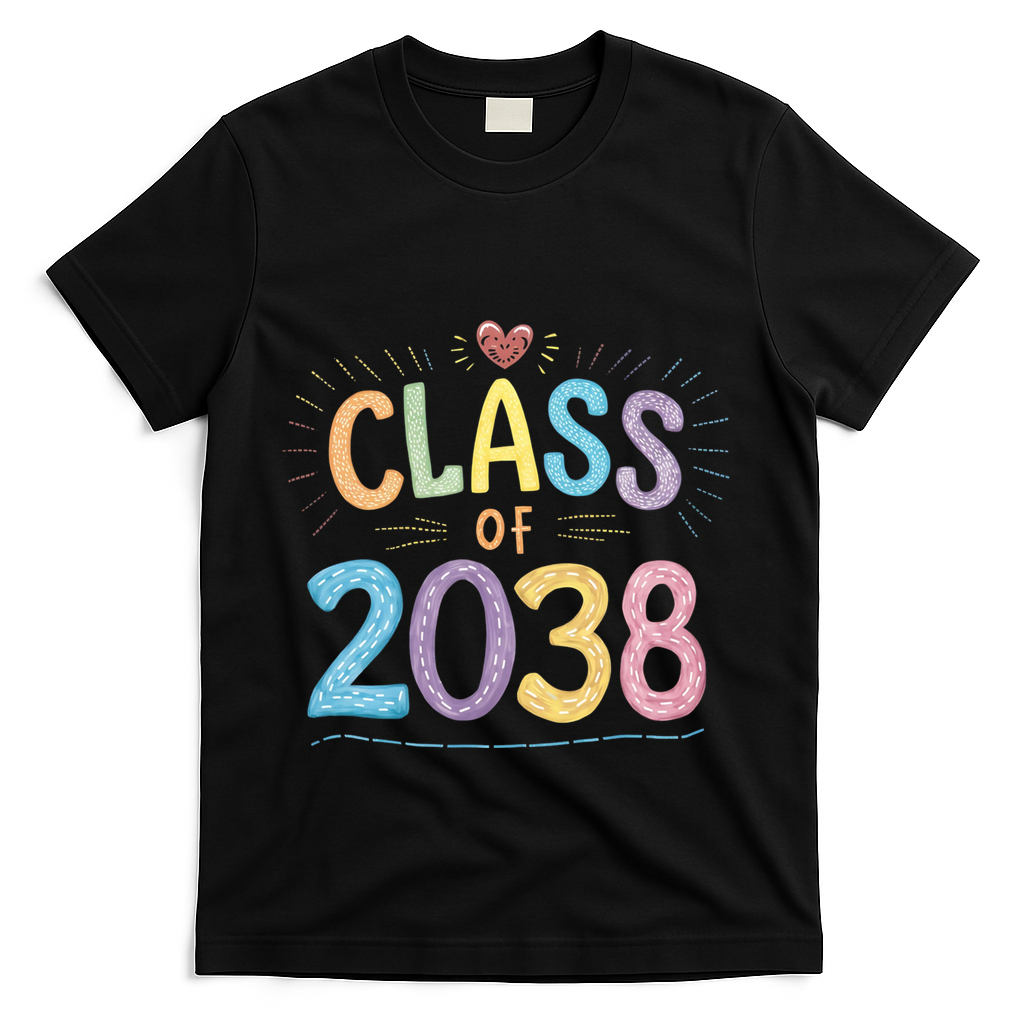 Funny Class Of 2038 Grow With Me First Day Of School T-Shirt - Black
