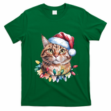Funny Christmas Orange Tabby Cat Christmas Tree Santa Cat Meaningful Gift T-Shirt - Irish Green