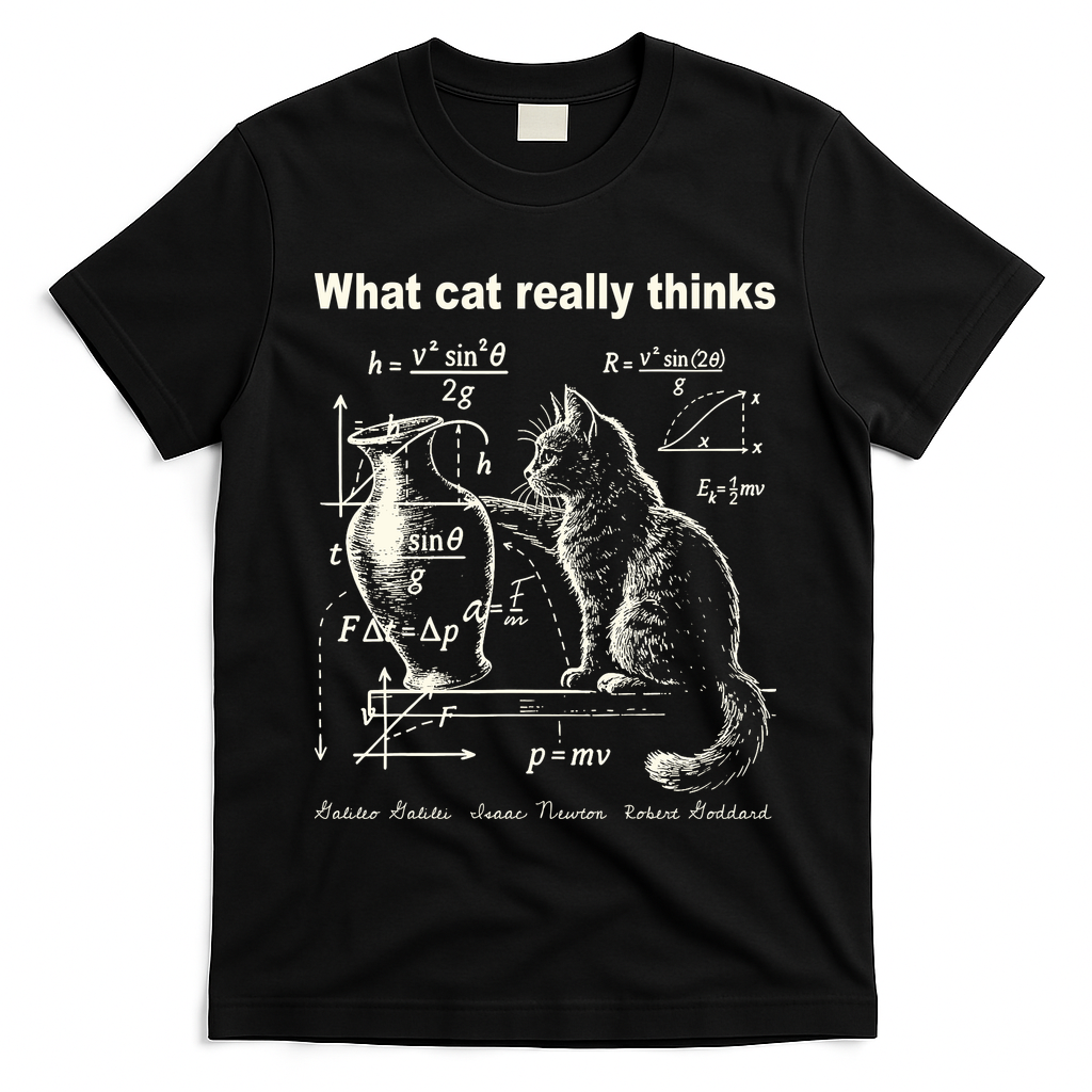 Funny Cat Physics Humor Design What Cats Really Thinks T-Shirt