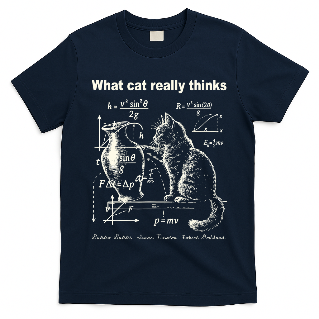Funny Cat Physics Humor Design What Cats Really Thinks T-Shirt