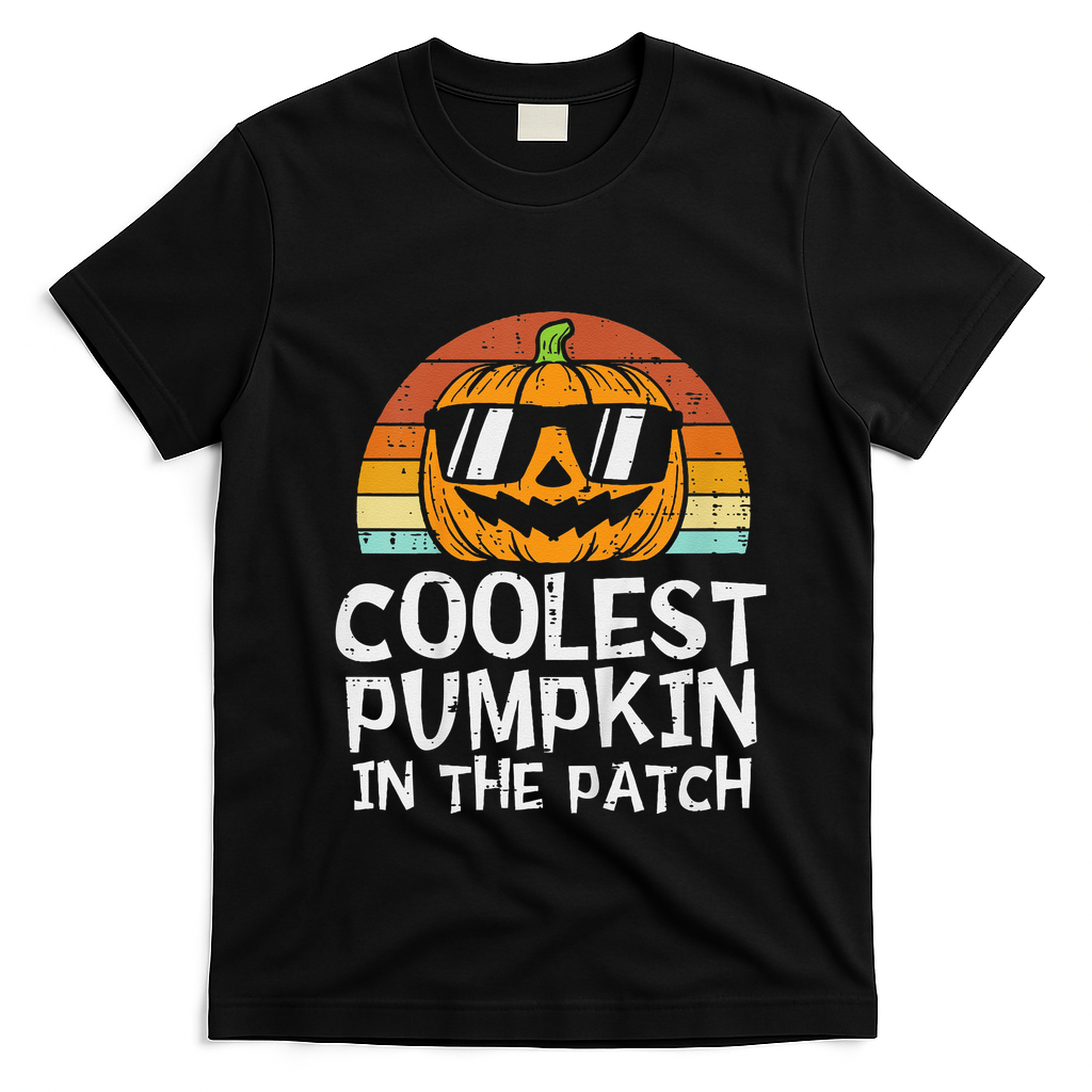Funny Coolest Pumpkin In The Patch Halloween T-Shirt - Black