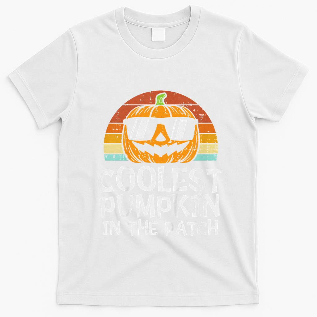 Funny Coolest Pumpkin In The Patch Halloween T-Shirt - White