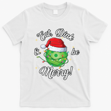 Funny Christmas Pickleball Santa Lights Eat Dink And Be Merry Gift T-Shirt - White