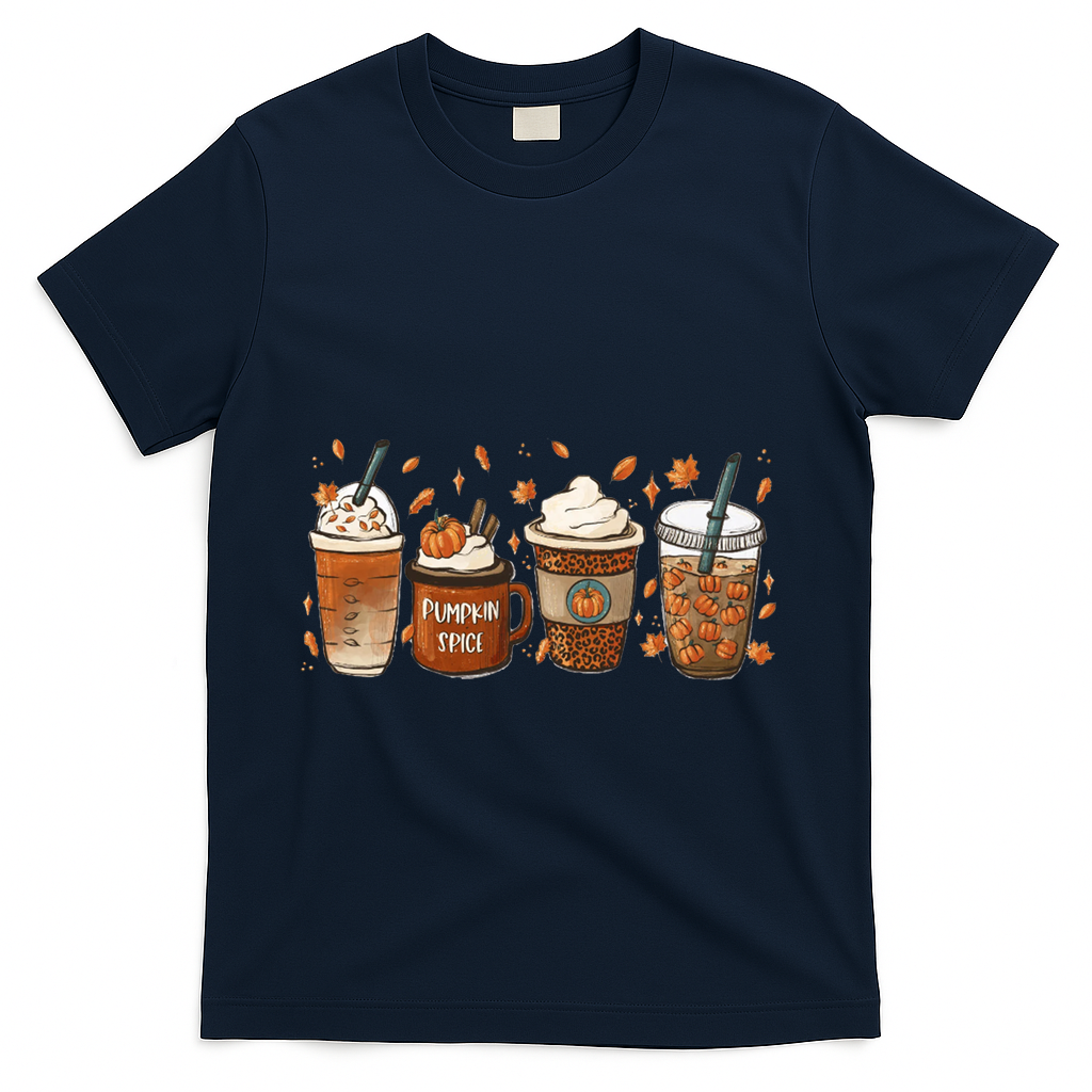 Fall Coffee Pumpkin Spice Lover T-Shirt - Navy