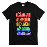 Funny Colorful Rainbow Library Cats T-Shirt