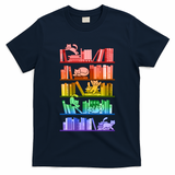 Funny Colorful Rainbow Library Cats T-Shirt
