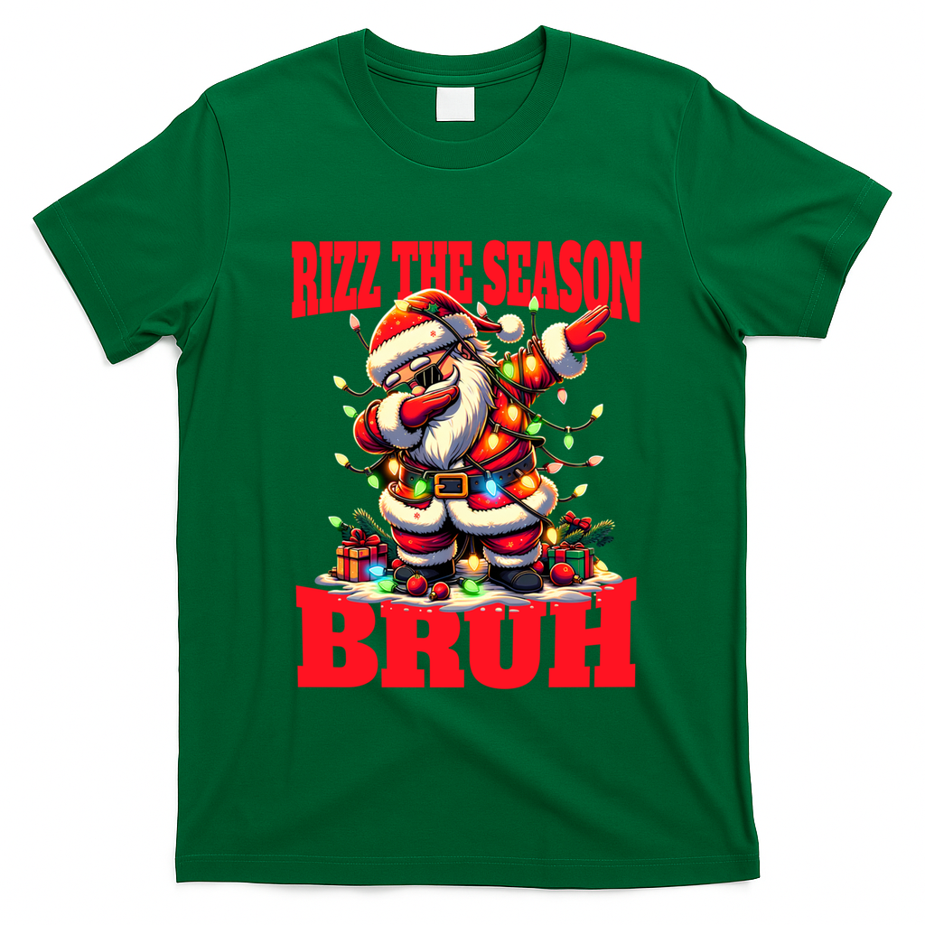 Funny Christmas Rizzmas Santa Xmas Rizz The Season Bruh Meaningful Gift T-Shirt - Irish Green