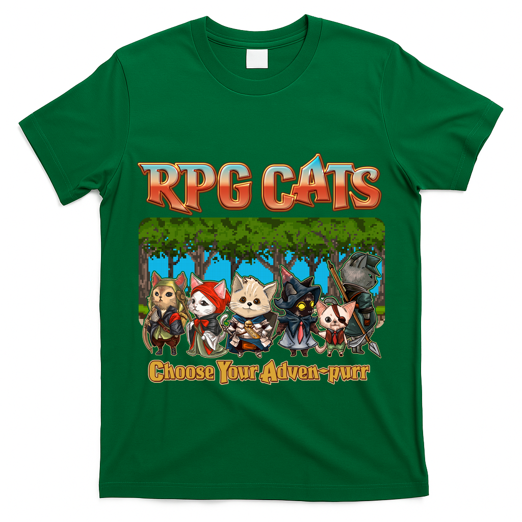 Funny Cute RPG Cats Choose Your Advenpurr T-Shirt