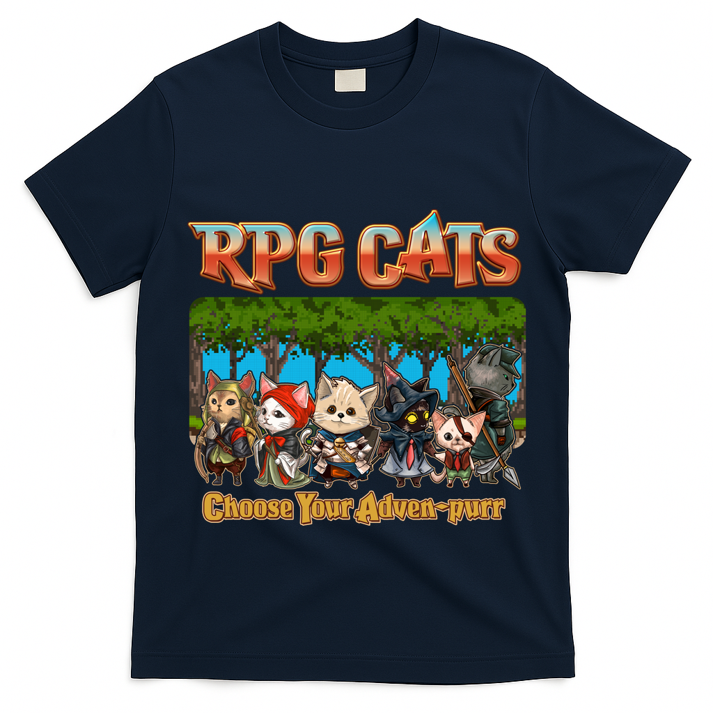 Funny Cute RPG Cats Choose Your Advenpurr T-Shirt