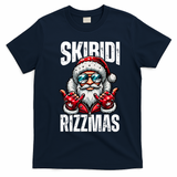 Funny Christmas Rizz Santa Ski Bi Di Rizzmas T-Shirt - Navy Blue