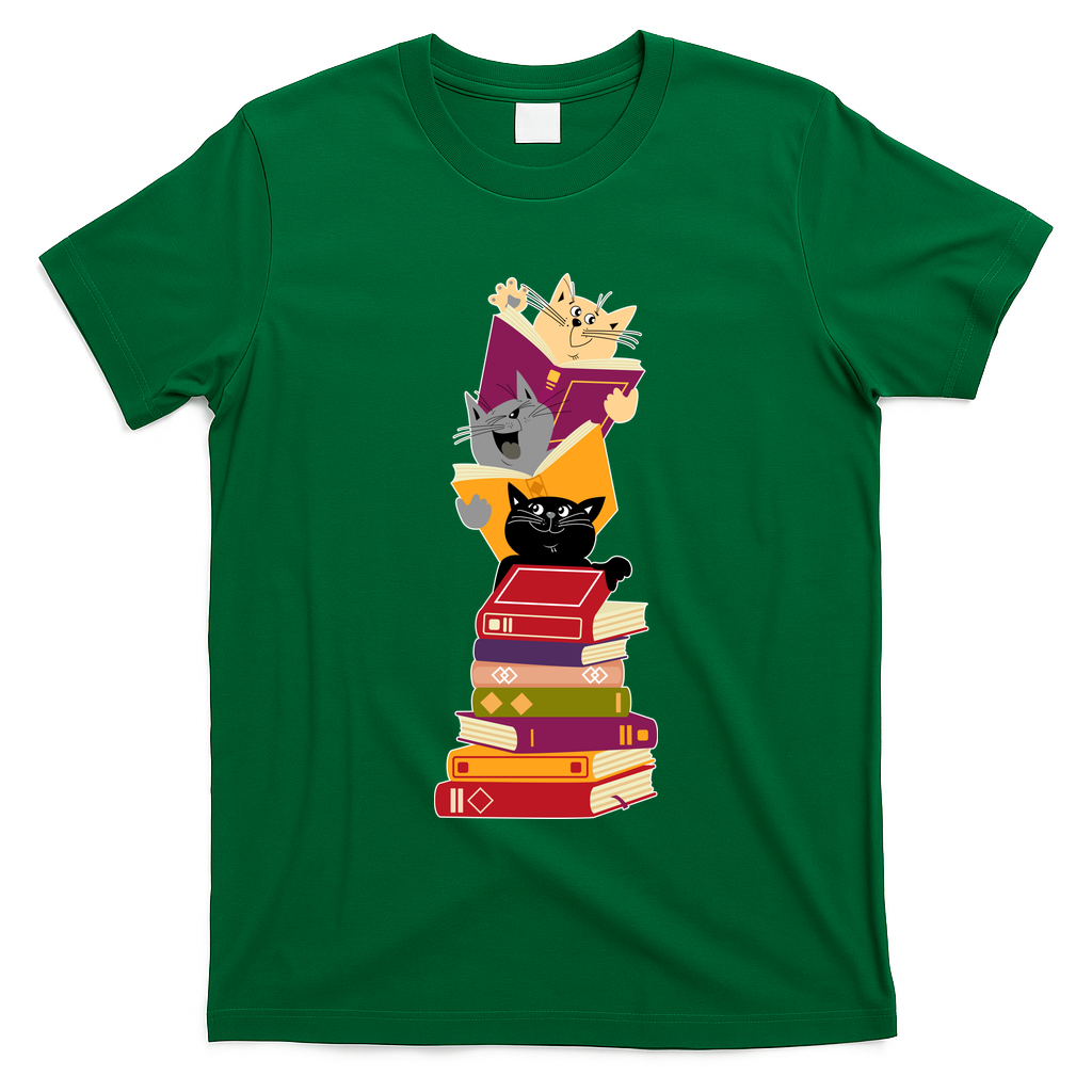 Funny Cats Reading Books Reading Book Lover T-Shirt