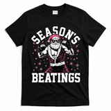 Funny Christmas Seasons Beatings Mma Boxing Santa Claus T-Shirt - Black