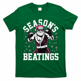 Funny Christmas Seasons Beatings Mma Boxing Santa Claus T-Shirt - Irish Green