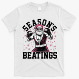 Funny Christmas Seasons Beatings Mma Boxing Santa Claus T-Shirt - White