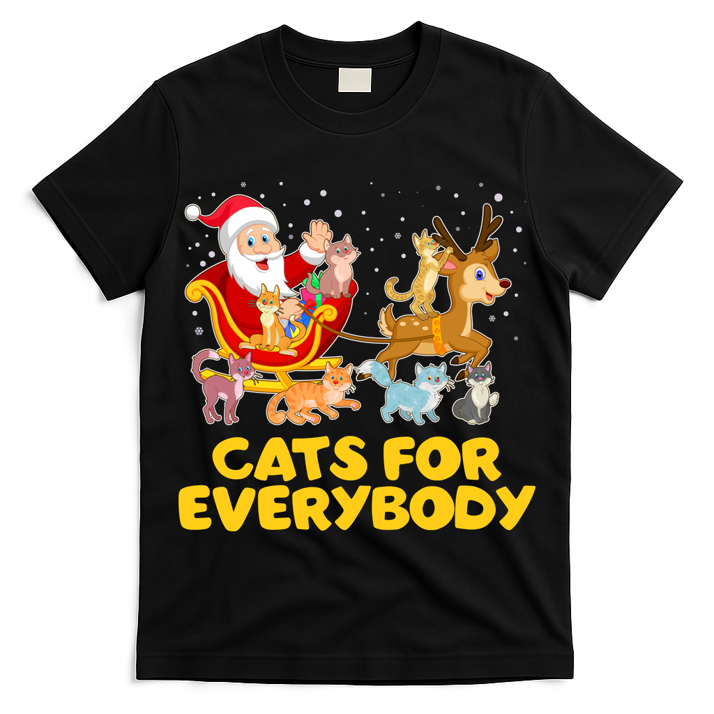 Funny Christmas Santa Claus Cats For Everybody T-Shirt
