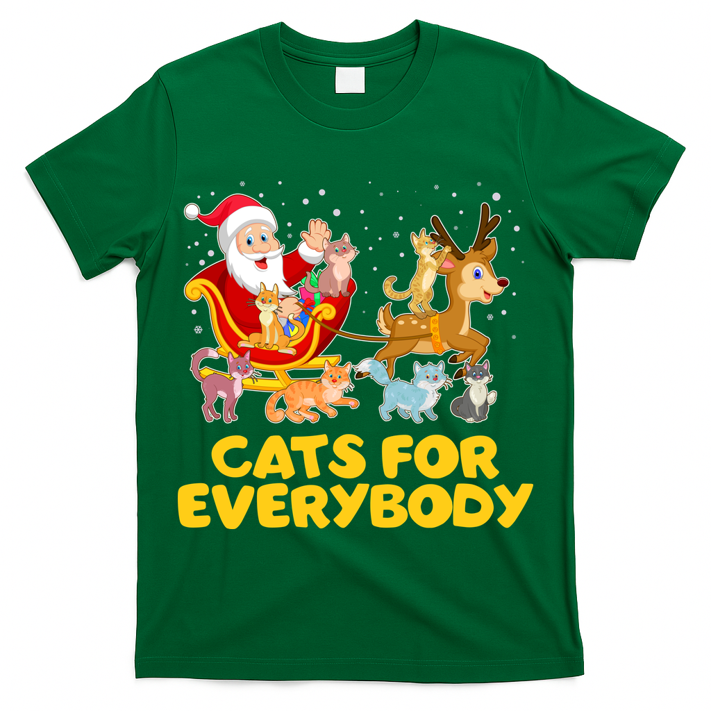 Funny Christmas Santa Claus Cats For Everybody T-Shirt