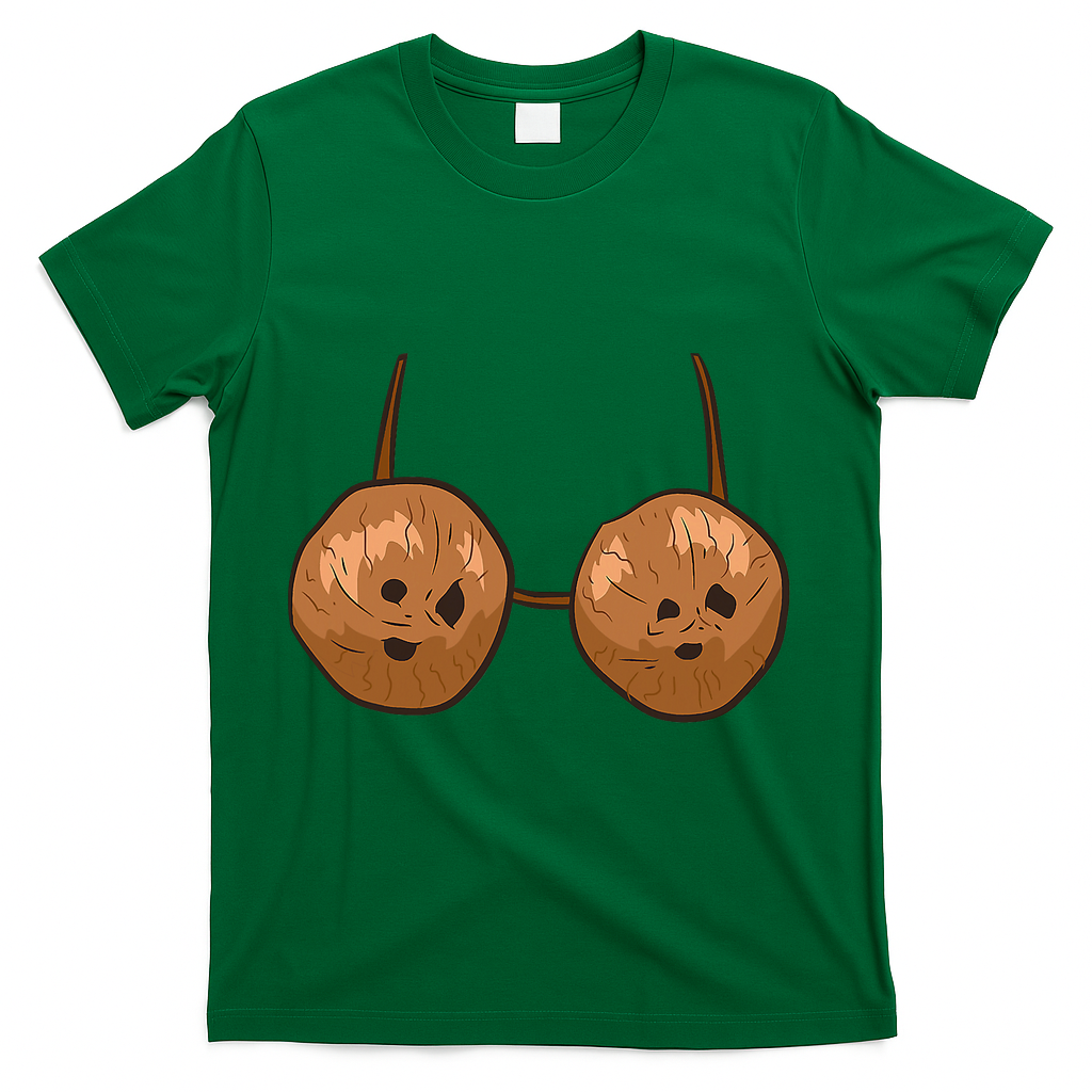 Funny Coconut Summer Coconuts Bra Halloween T-Shirt - Green