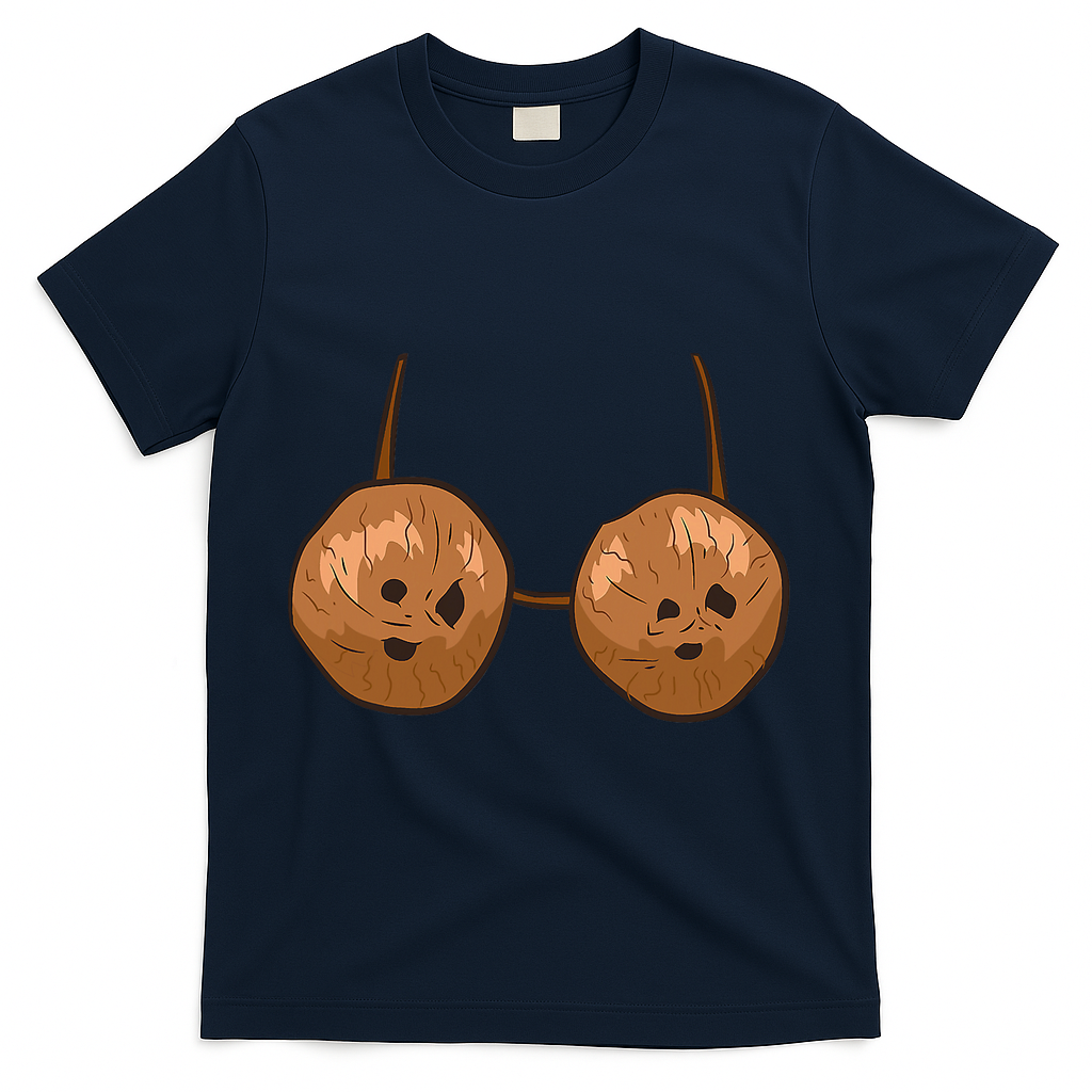 Funny Coconut Summer Coconuts Bra Halloween T-Shirt - Navy