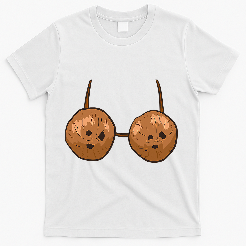Funny Coconut Summer Coconuts Bra Halloween T-Shirt - White
