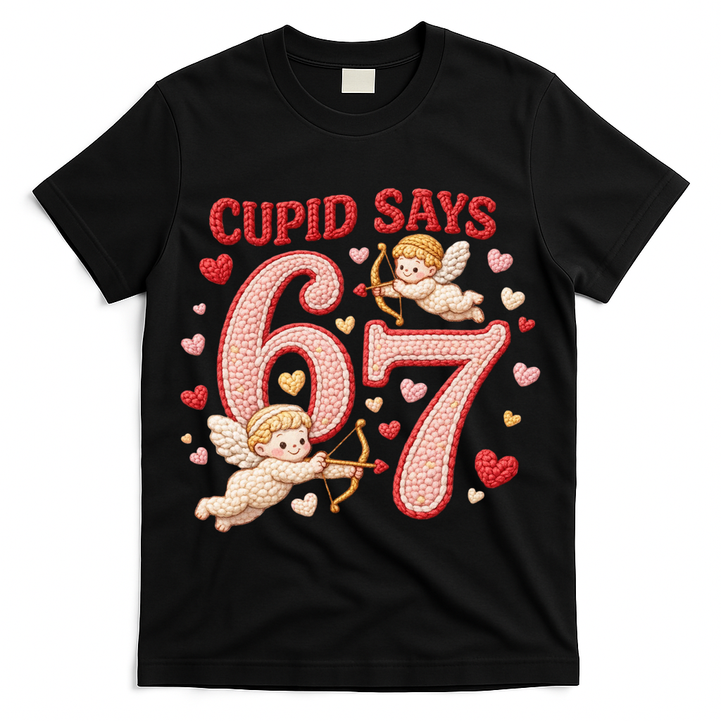 Funny Cupid Says 6-7 Valentines Day 67 Meme T-Shirt