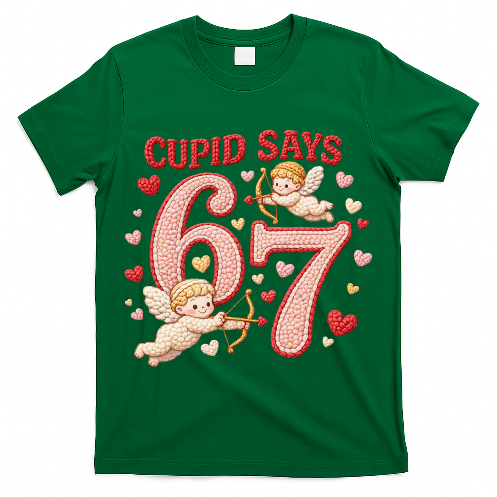 Funny Cupid Says 6-7 Valentines Day 67 Meme T-Shirt