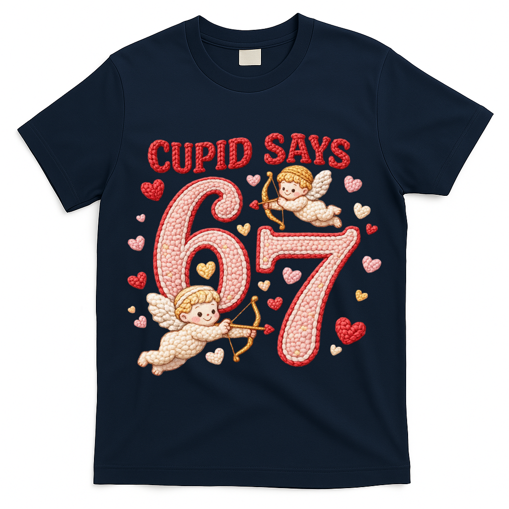 Funny Cupid Says 6-7 Valentines Day 67 Meme T-Shirt
