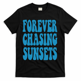 Forever Chasing Sunsets Retro Summer T-Shirt - Black