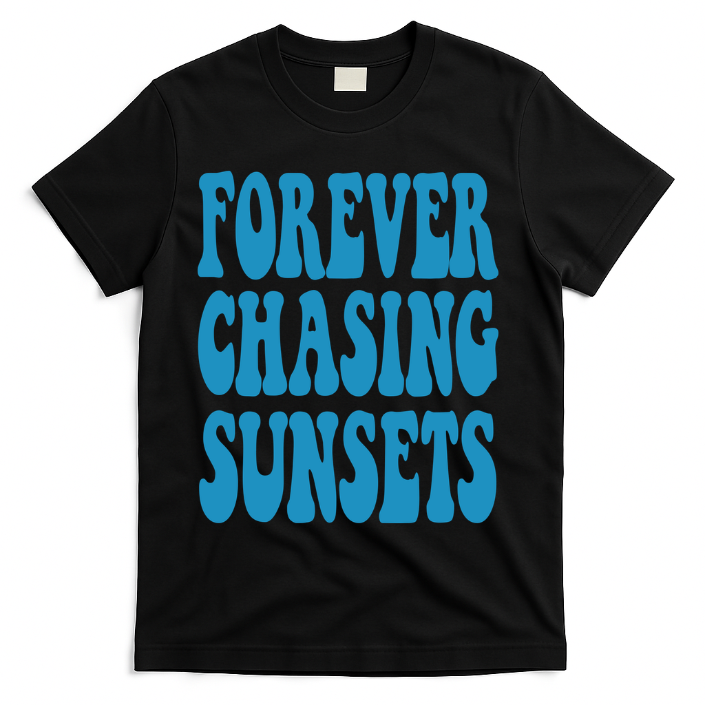 Forever Chasing Sunsets Retro Summer T-Shirt - Black