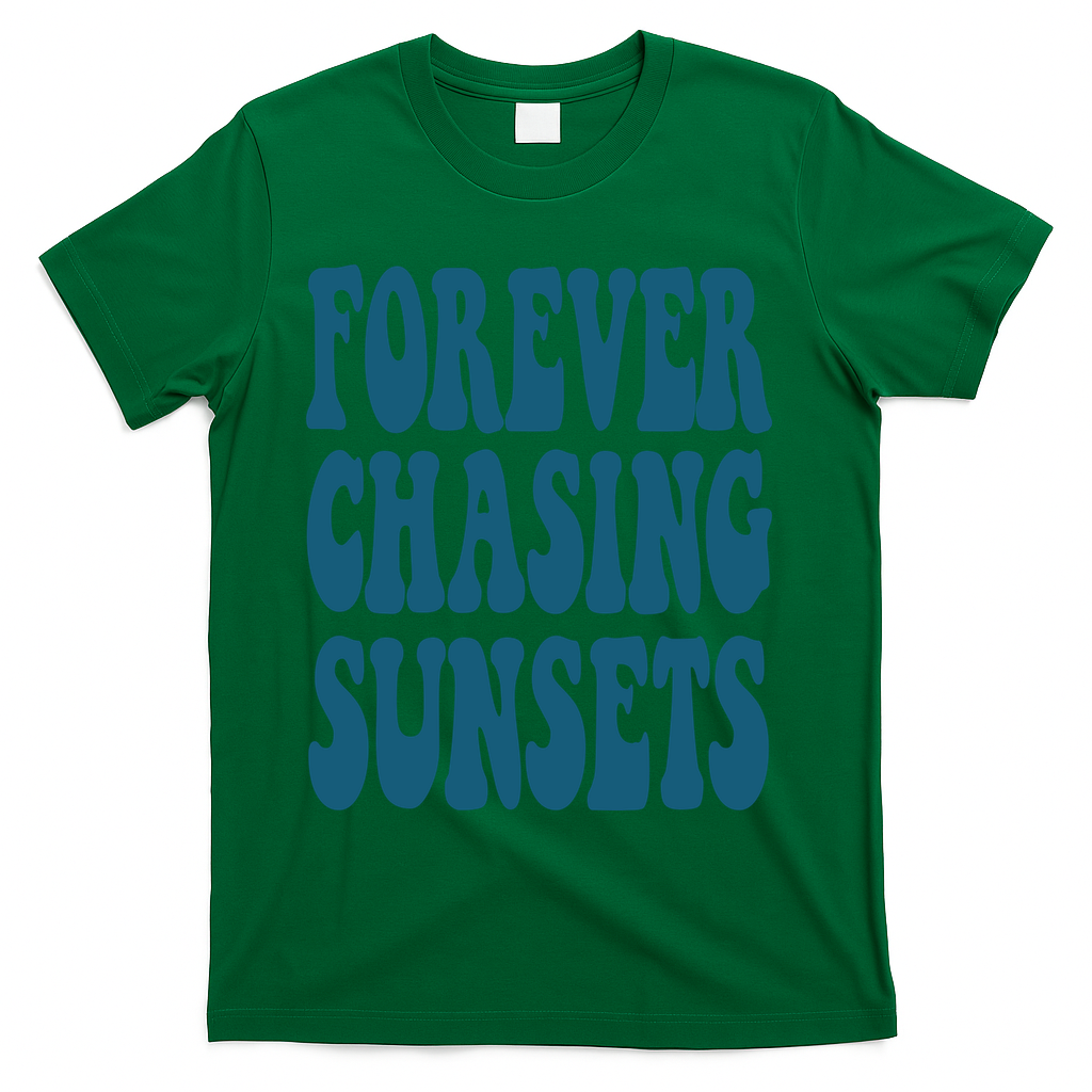 Forever Chasing Sunsets Retro Summer T-Shirt - Green