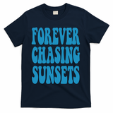Forever Chasing Sunsets Retro Summer T-Shirt - Navy